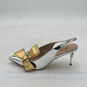 FOWT Women Pointed Toe Slingback Slip on Dress Pumps Stiletto Mid Heels Evening